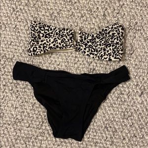 Cheetah swim top and black bottoms